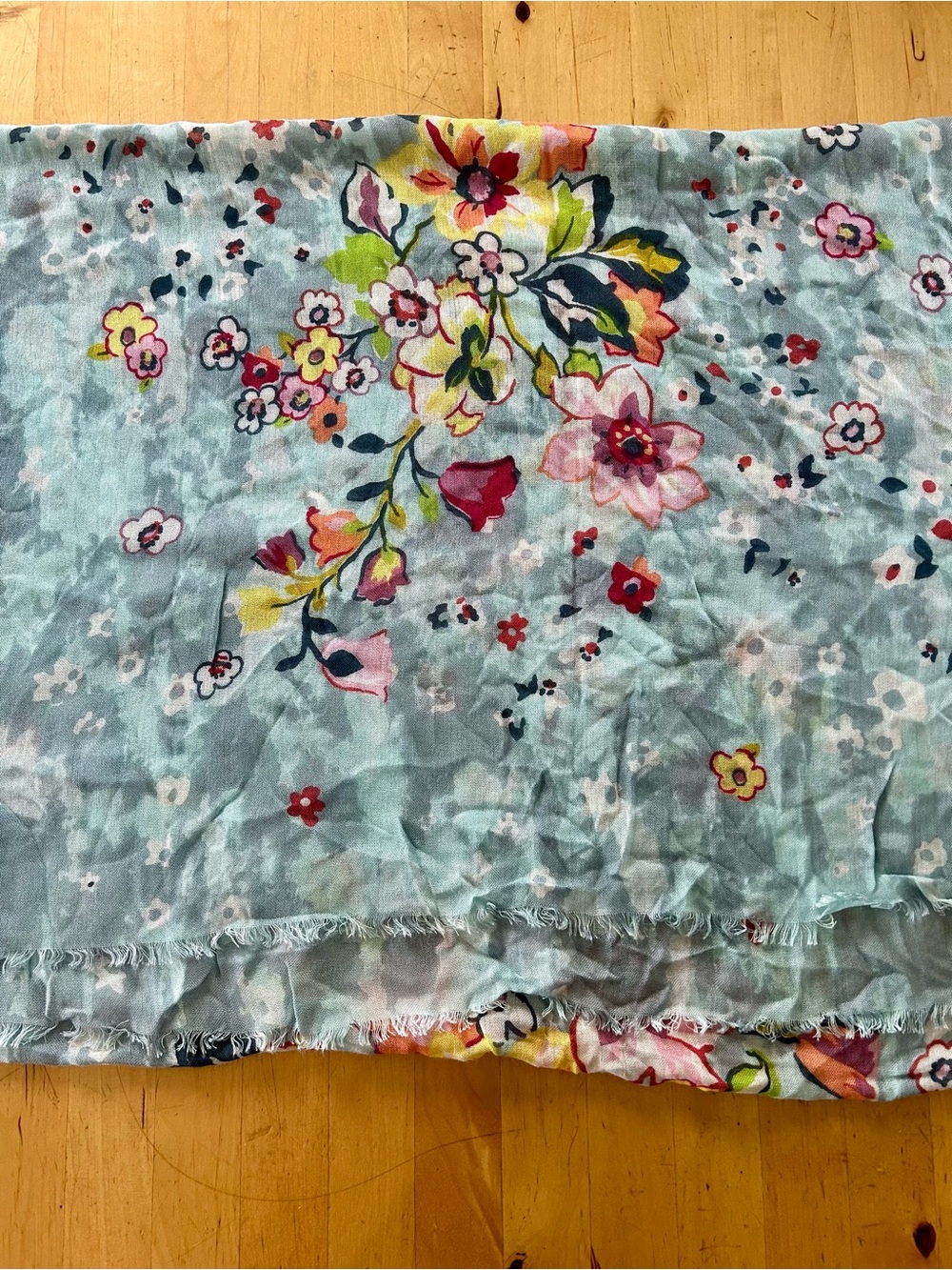 Vera Bradley Soft Gauze Scarf Soft Sage Teal Pink Wrap Eyelash Fringe 29x72 - Picture 7 of 7